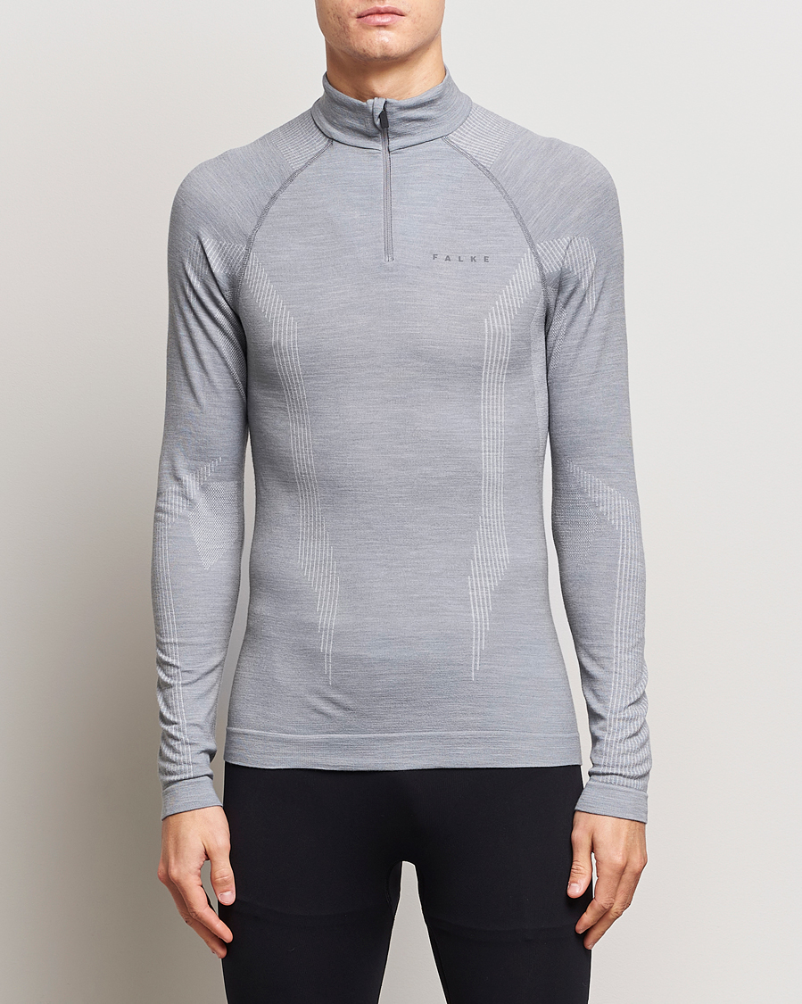 Homme | Pulls Et Tricots | Falke Sport | Falke Long Sleeve Wool Tech half Zip Shirt Grey Heather