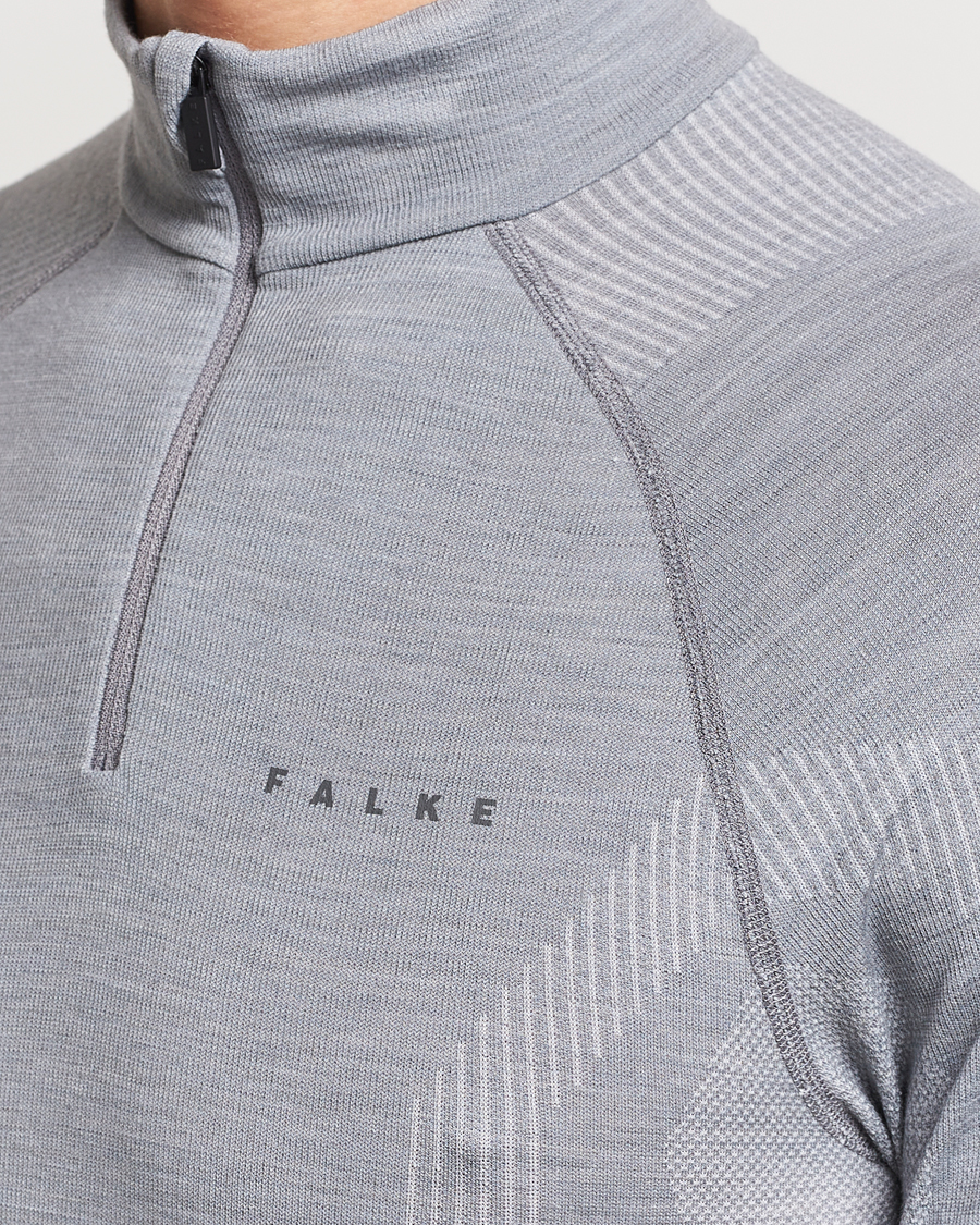 Homme | Pulls Et Tricots | Falke Sport | Falke Long Sleeve Wool Tech half Zip Shirt Grey Heather