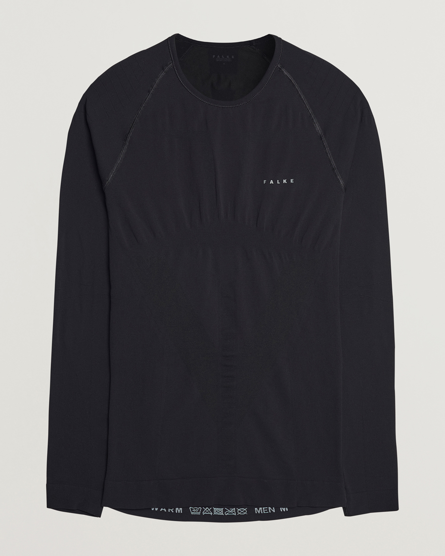 Homme | T-shirts | Falke | Long Sleeve Warm Shirt Black