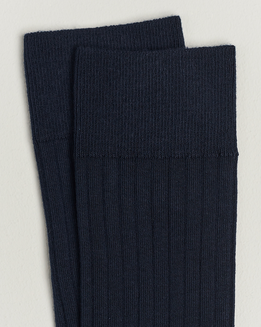 Men | Socks | A Day's March | Ribbed Cotton Socks Navy