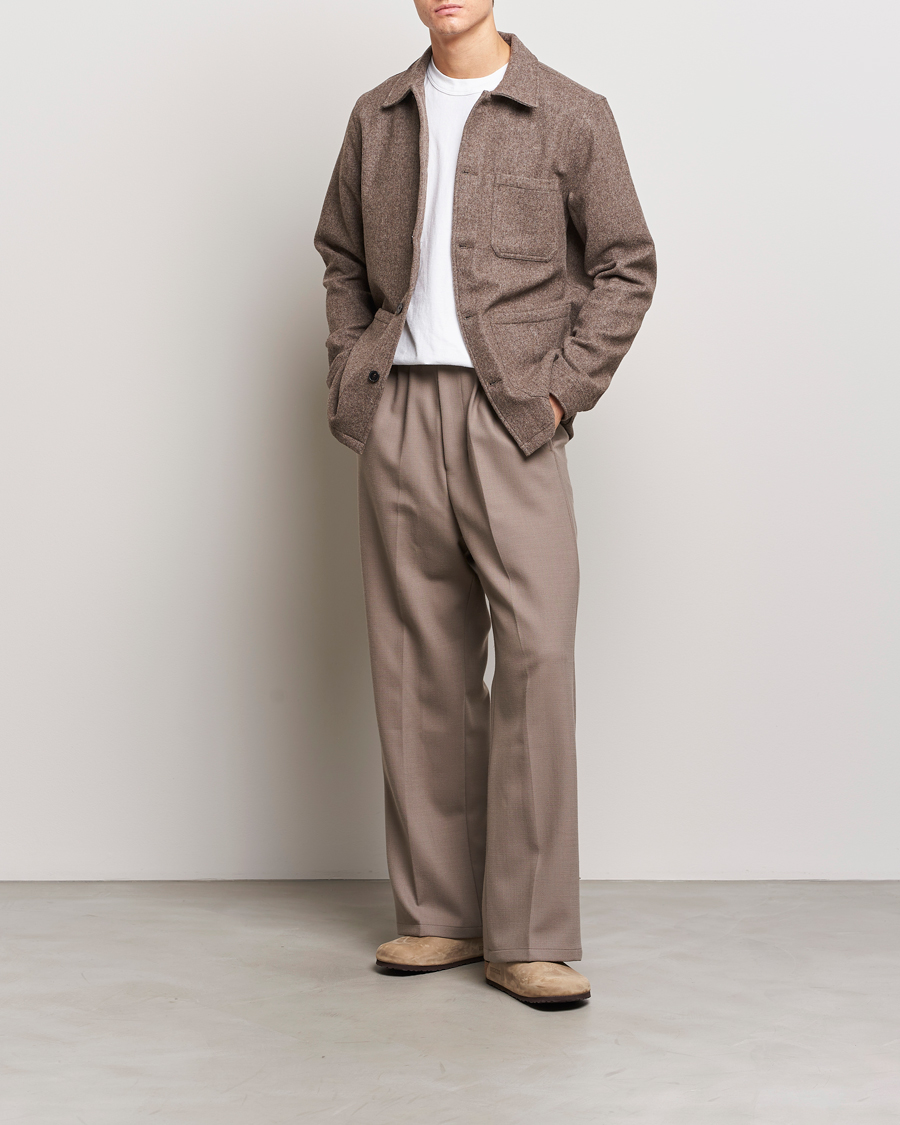 Homme | Chemises | A Day's March | Original Wool Overshirt Taupe Melange