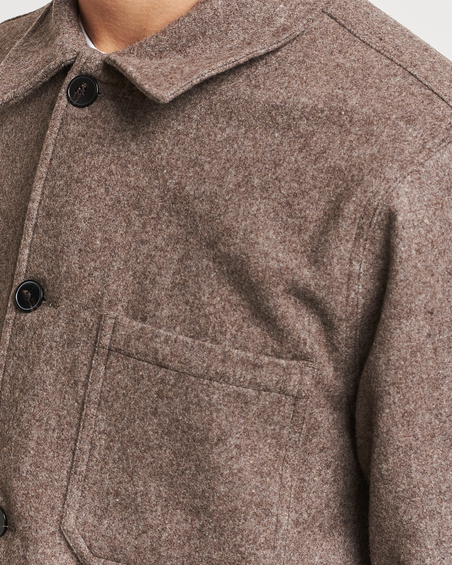 Homme | Chemises | A Day's March | Original Wool Overshirt Taupe Melange