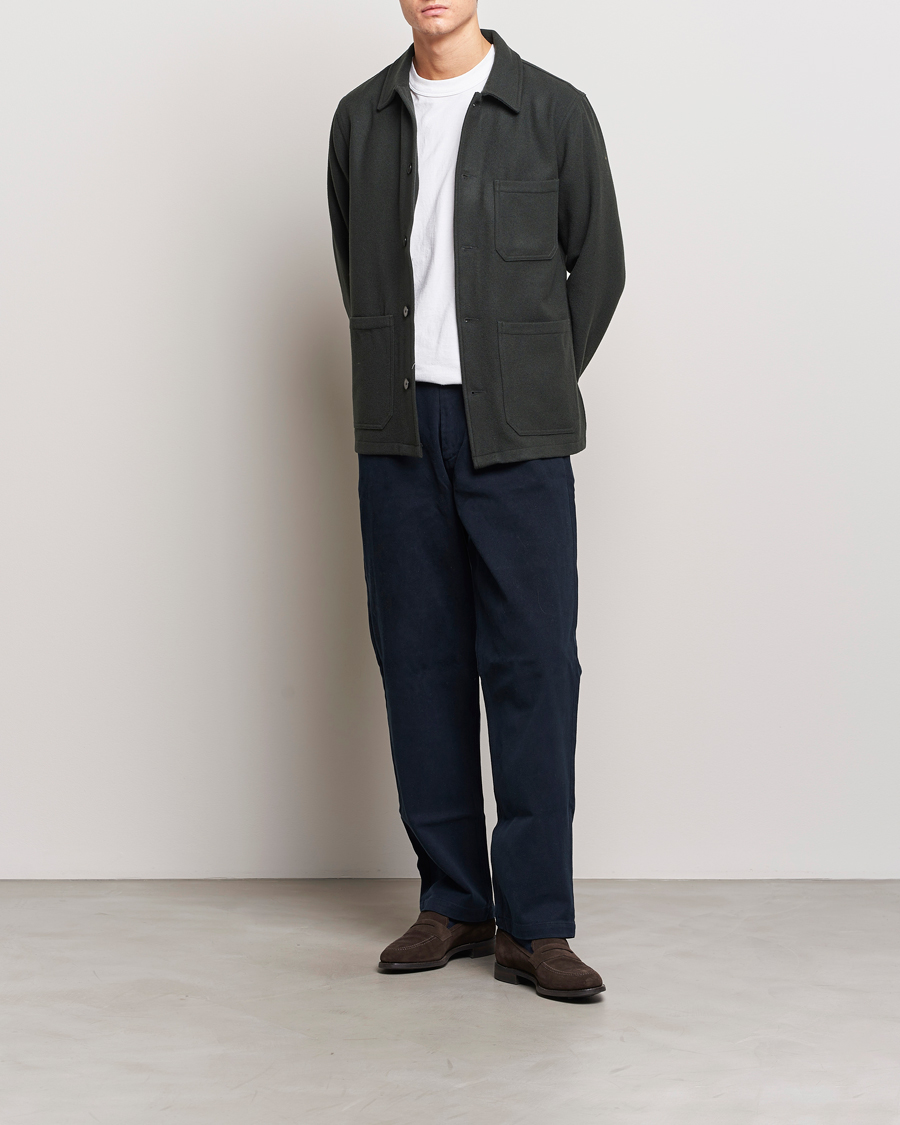Homme | Chemises | A Day's March | Original Wool Overshirt Seaweed