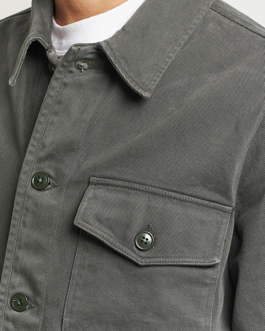 Homme | Chemises | A Day's March | Patch Pocket Sturdy Twill Overshirt Olive