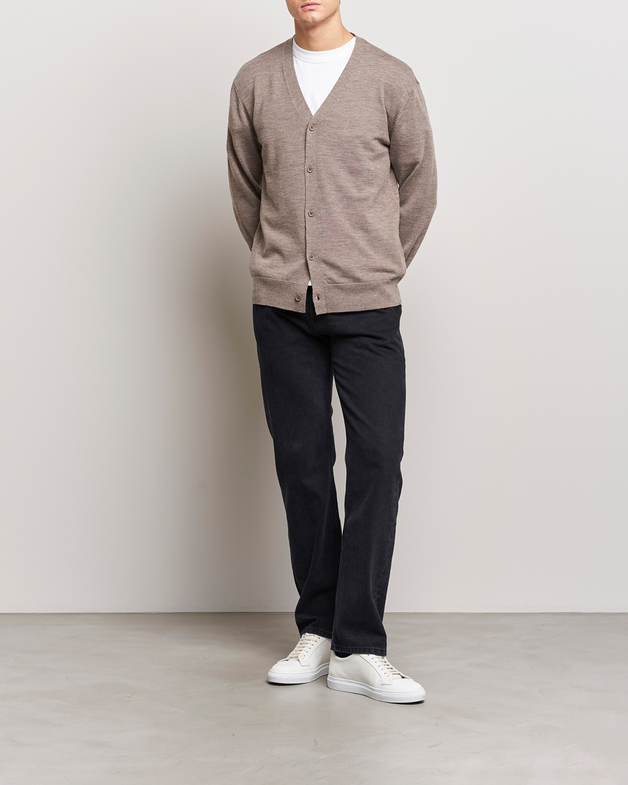 Homme | Pulls Et Tricots | A Day's March | Oca Merino Cardigan Taupe Melange