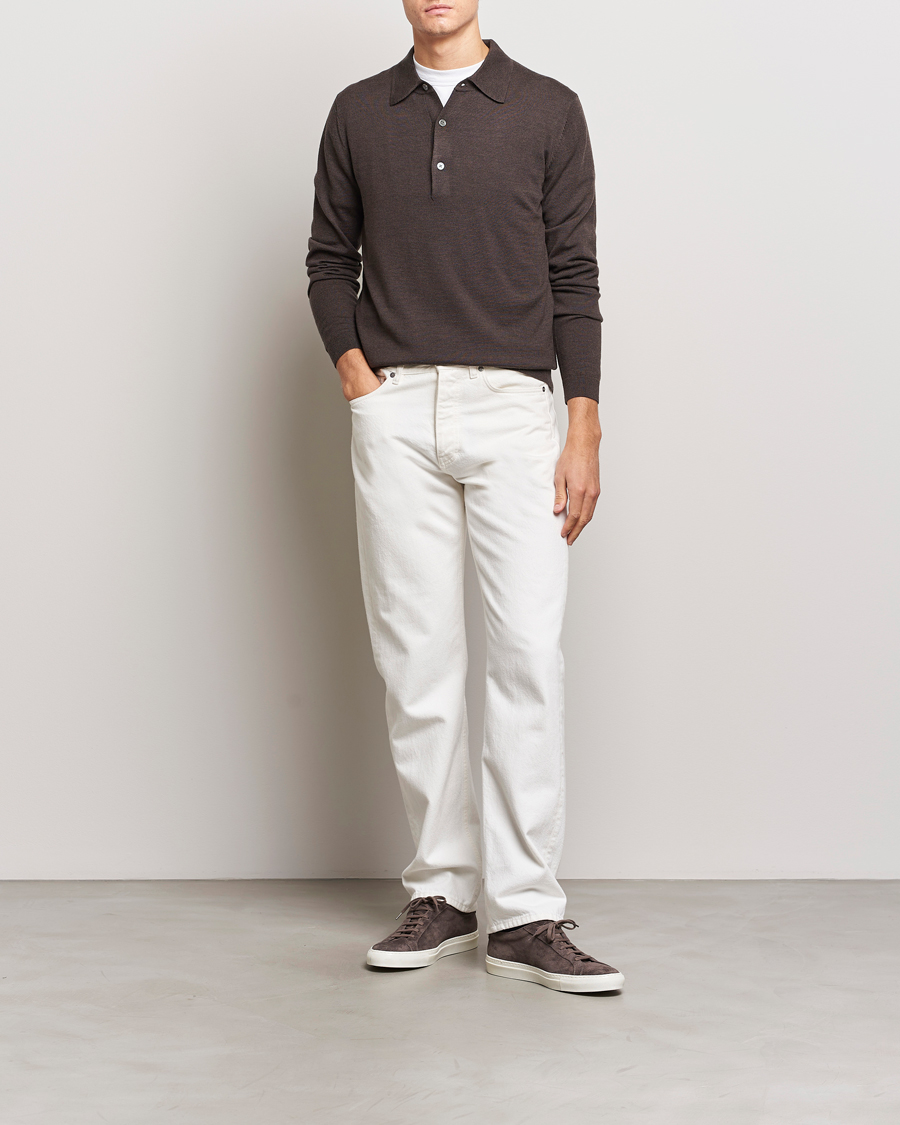 Homme | Pulls Et Tricots | A Day's March | Ambroz Merino Polo Dark Brown