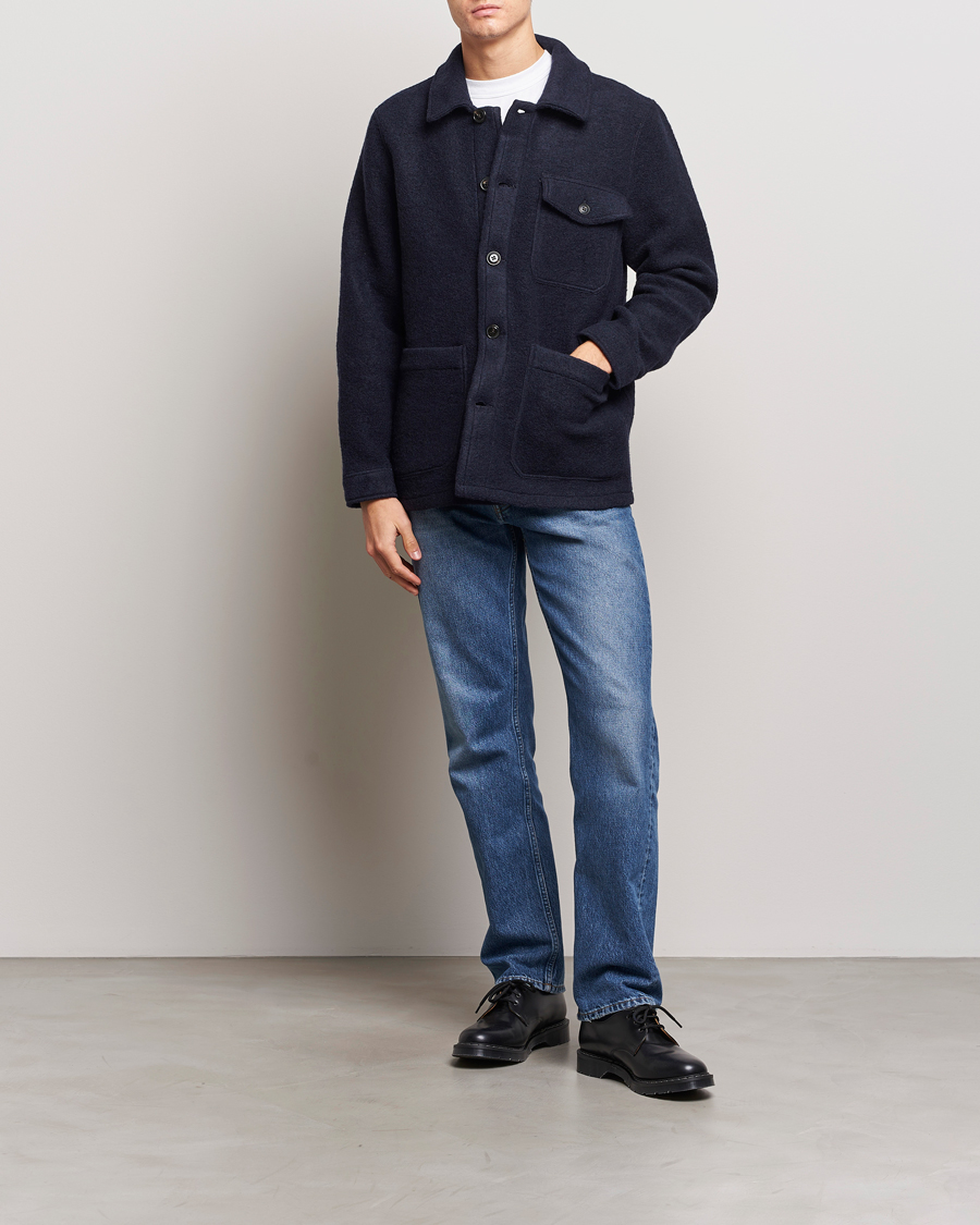 Homme | Chemises | A Day's March | Chaumont Heavy Wool Overshirt Navy