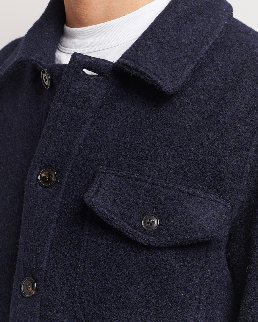 Homme | Chemises | A Day's March | Chaumont Heavy Wool Overshirt Navy