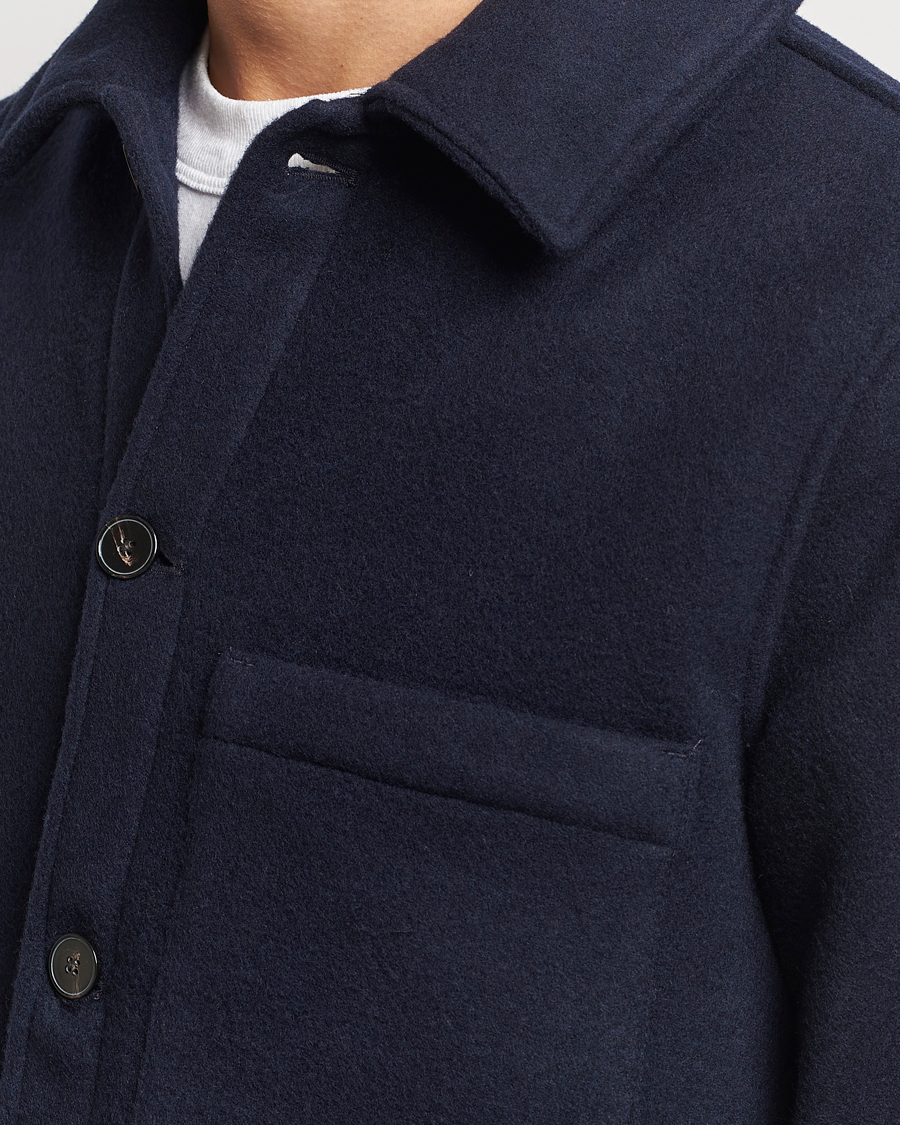 Homme | Chemises | A Day's March | Epernay Wool Overshirt Navy