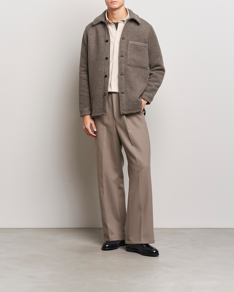 Homme | Chemises | A Day's March | Epernay Wool Overshirt Taupe