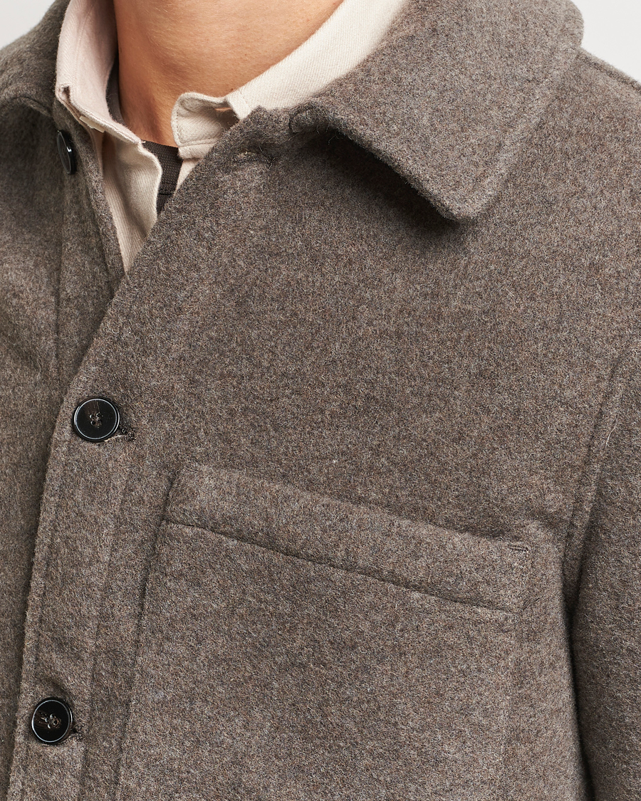 Homme | Chemises | A Day's March | Epernay Wool Overshirt Taupe