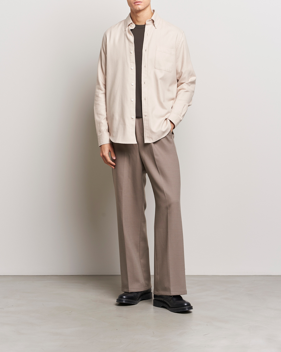 Homme | Chemises | A Day's March | Moorgate Light Flanell Shirt Taupe Melange