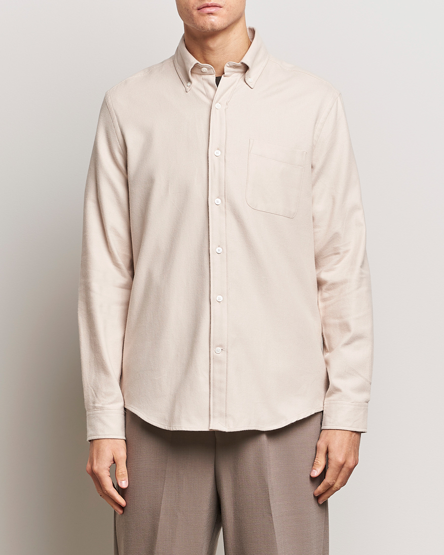 Homme | Soldes | A Day's March | Moorgate Light Flanell Shirt Taupe Melange