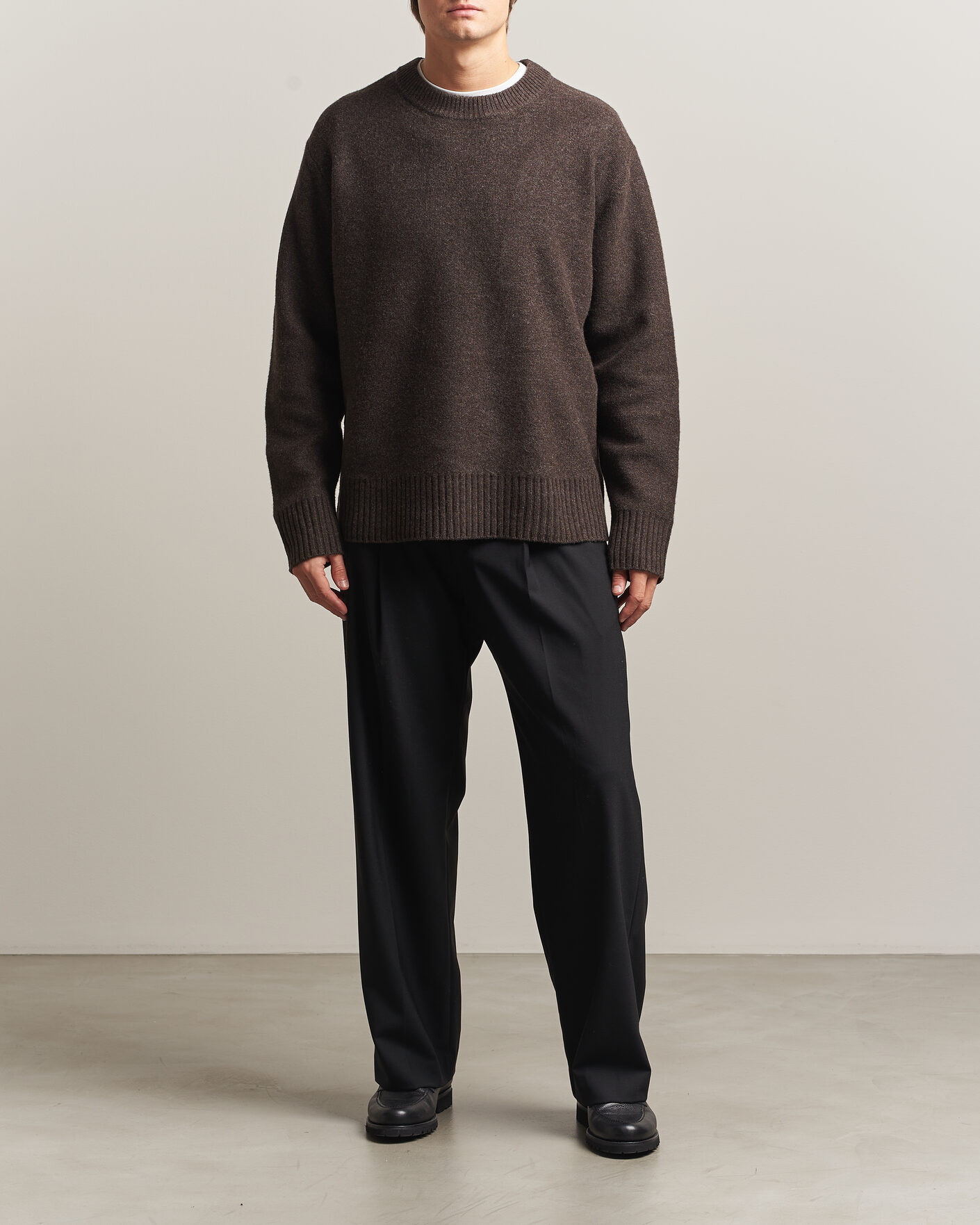 Homme | Pulls Et Tricots | A Day's March | Tietar Boiled Merino Sweater Java Brown