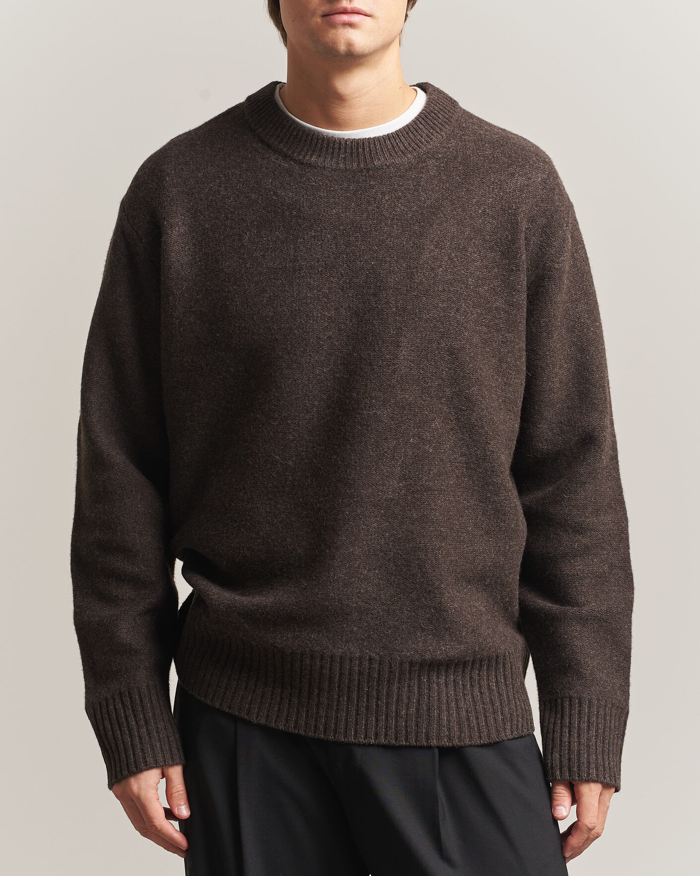 Homme | Pulls Et Tricots | A Day's March | Tietar Boiled Merino Sweater Java Brown