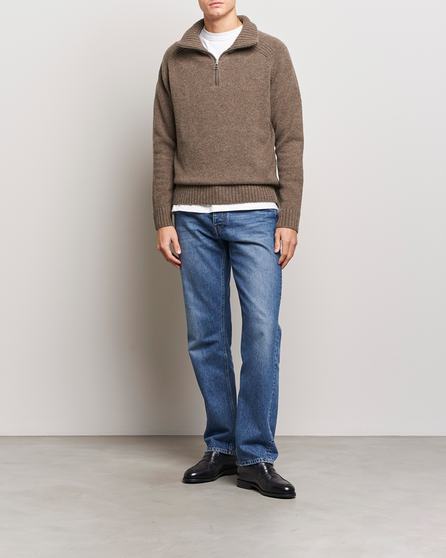 Homme | Pulls Et Tricots | A Day's March | Cullen Half-Zip Lambswool Sweater Dark Taupe
