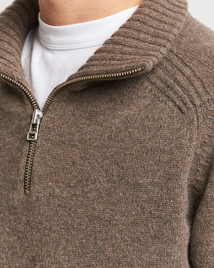 Homme | Pulls Et Tricots | A Day's March | Cullen Half-Zip Lambswool Sweater Dark Taupe