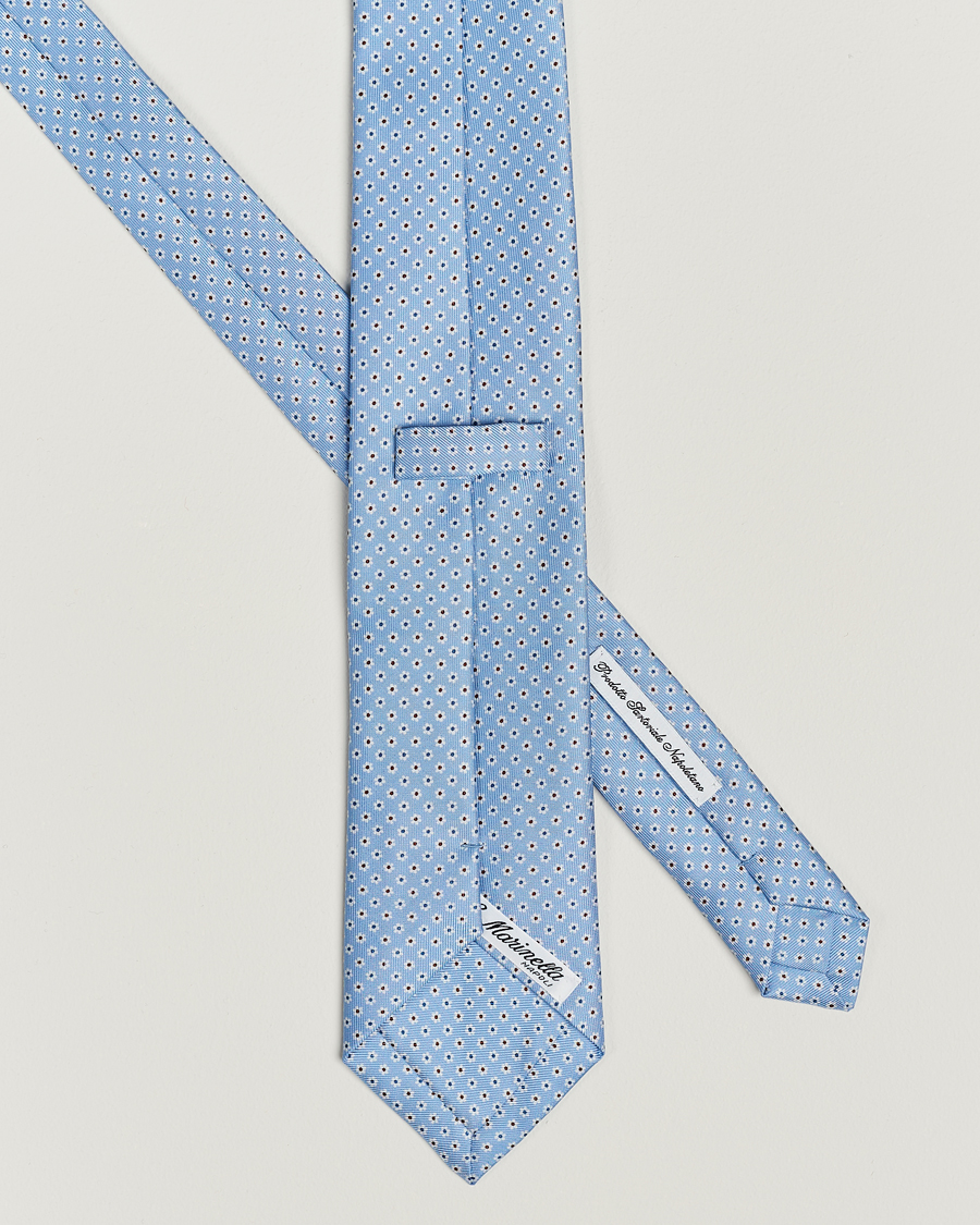 Homme | E. Marinella 3-Fold Printed Silk Tie Light Blue | E. Marinella | 3-Fold Printed Silk Tie Light Blue