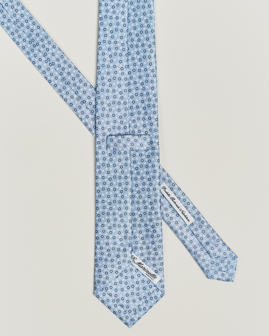 Homme | E. Marinella 3-Fold Printed Silk Tie Light Blue | E. Marinella | 3-Fold Printed Silk Tie Light Blue