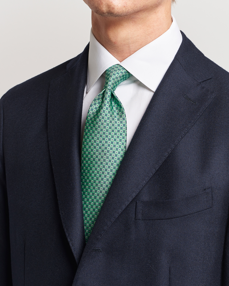 Homme |  | E. Marinella | 3-Fold Printed Silk Tie Light Green