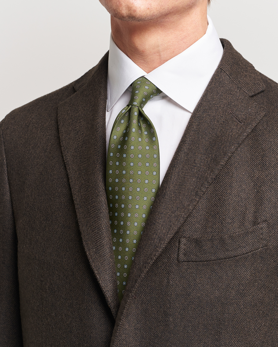 Homme |  | E. Marinella | 3-Fold Printed Silk Tie Green