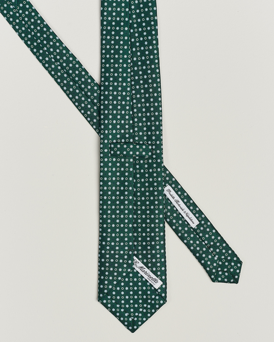 Homme | E. Marinella 3-Fold Printed Silk Tie Dark Green | E. Marinella | 3-Fold Printed Silk Tie Dark Green