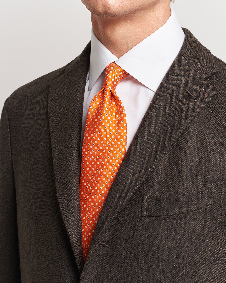 Homme |  | E. Marinella | 3-Fold Printed Silk Tie Orange