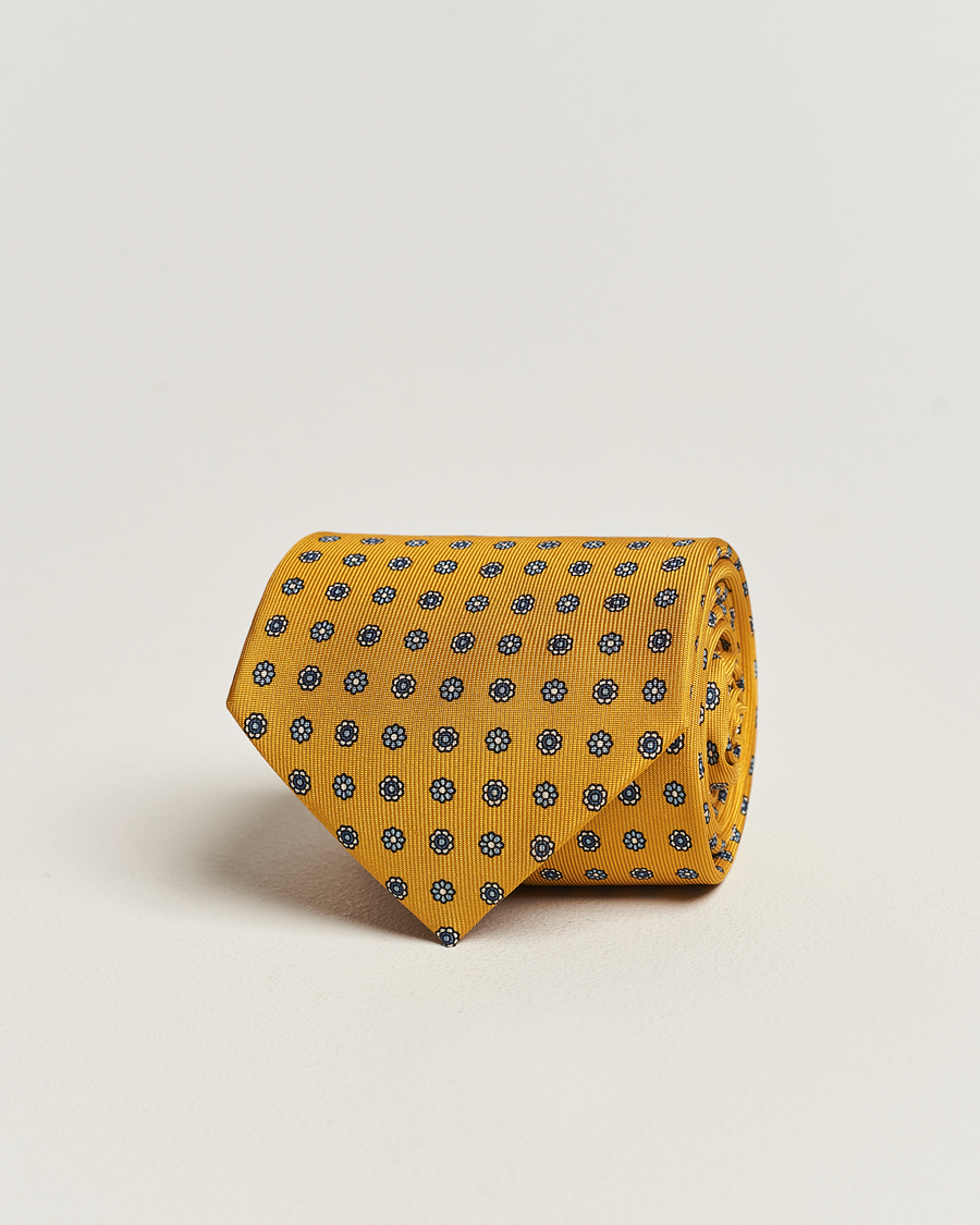 Homme | E. Marinella 3-Fold Printed Silk Tie Yellow | E. Marinella | 3-Fold Printed Silk Tie Yellow