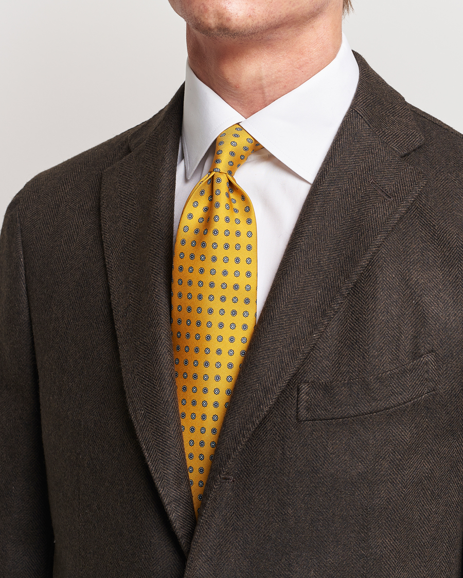 Homme |  | E. Marinella | 3-Fold Printed Silk Tie Yellow