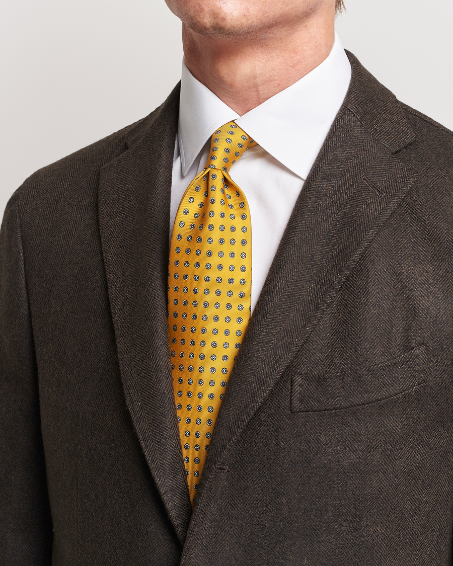 Homme | E. Marinella 3-Fold Printed Silk Tie Yellow | E. Marinella | 3-Fold Printed Silk Tie Yellow