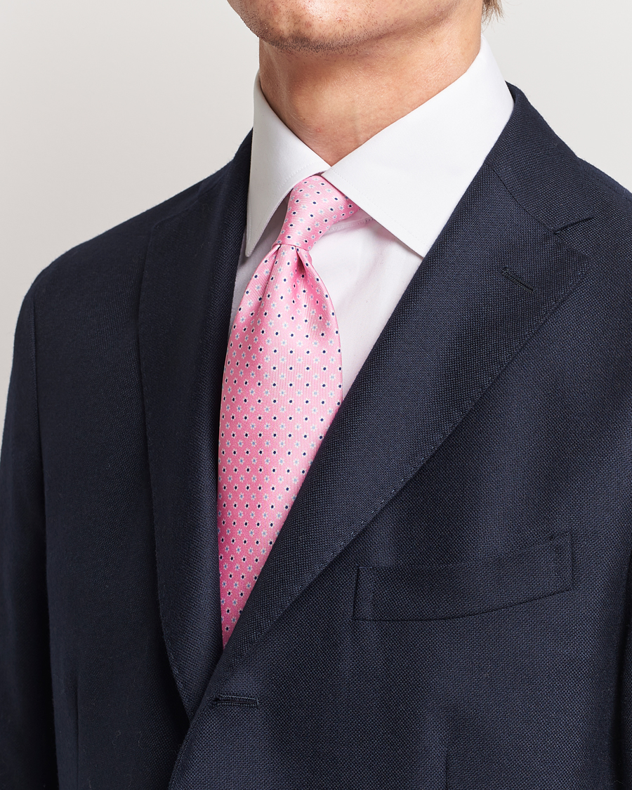 Homme | E. Marinella 3-Fold Printed Silk Tie Pink | E. Marinella | 3-Fold Printed Silk Tie Pink