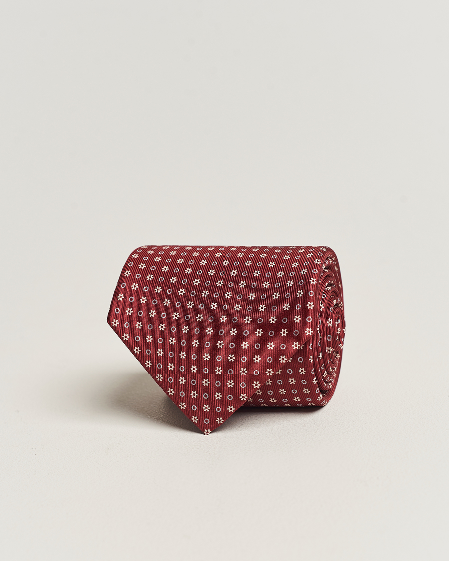 Homme | E. Marinella 3-Fold Printed Silk Tie Burgundy | E. Marinella | 3-Fold Printed Silk Tie Burgundy