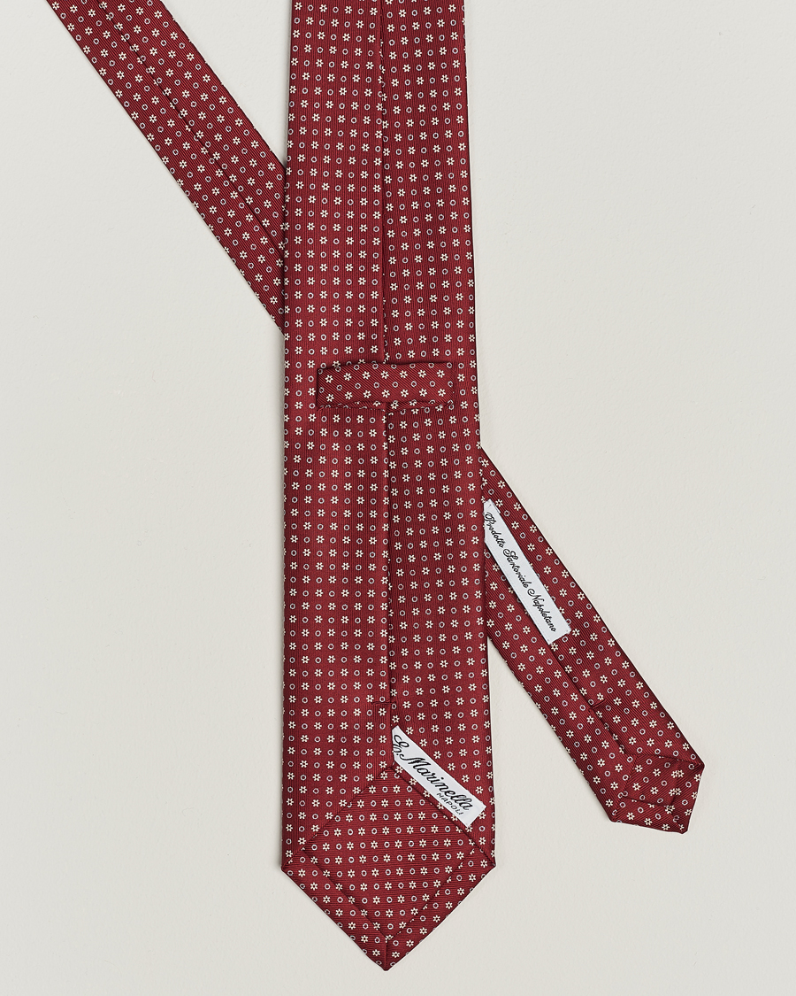 Homme | E. Marinella 3-Fold Printed Silk Tie Burgundy | E. Marinella | 3-Fold Printed Silk Tie Burgundy