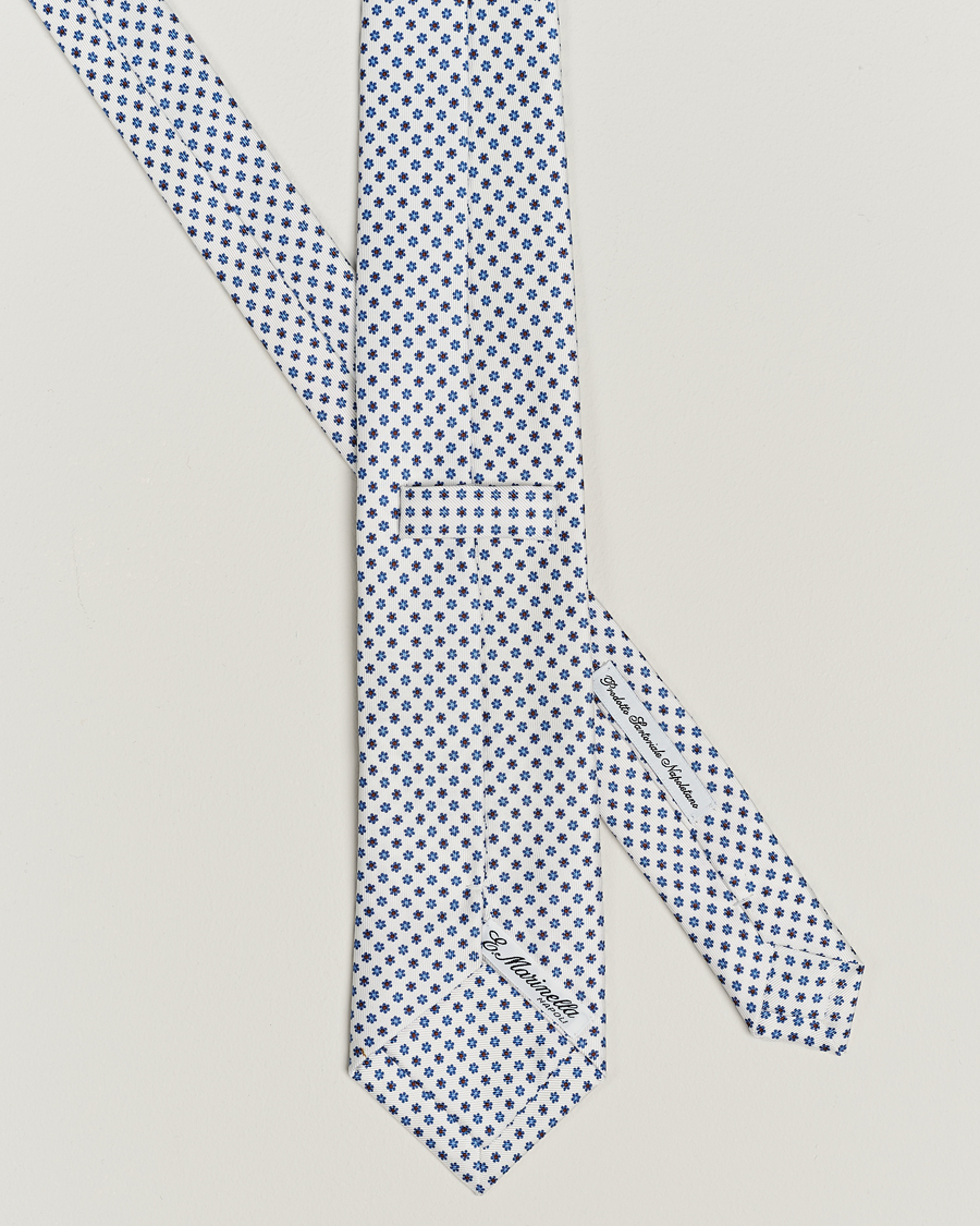Homme | E. Marinella 3-Fold Printed Silk Tie White | E. Marinella | 3-Fold Printed Silk Tie White