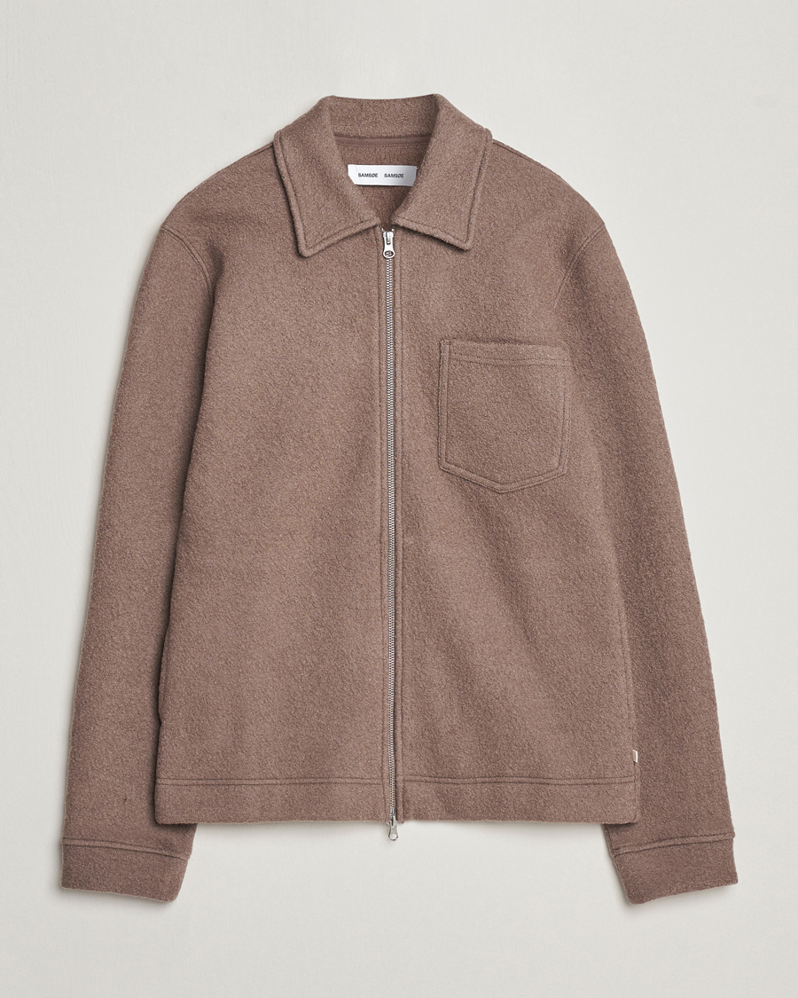 Homme | Pulls Et Tricots | Samsøe Samsøe | Hannes Boiled Wool Full Zip Fallen Rock