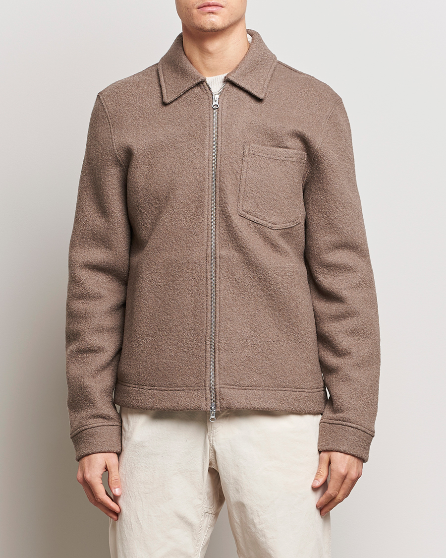 Homme | Pulls Et Tricots | Samsøe Samsøe | Hannes Boiled Wool Full Zip Fallen Rock
