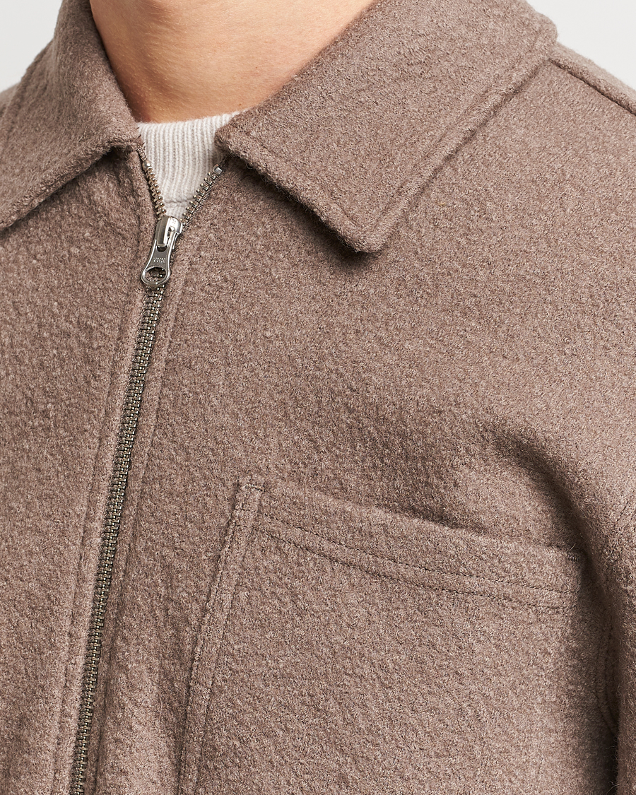 Homme | Pulls Et Tricots | Samsøe Samsøe | Hannes Boiled Wool Full Zip Fallen Rock