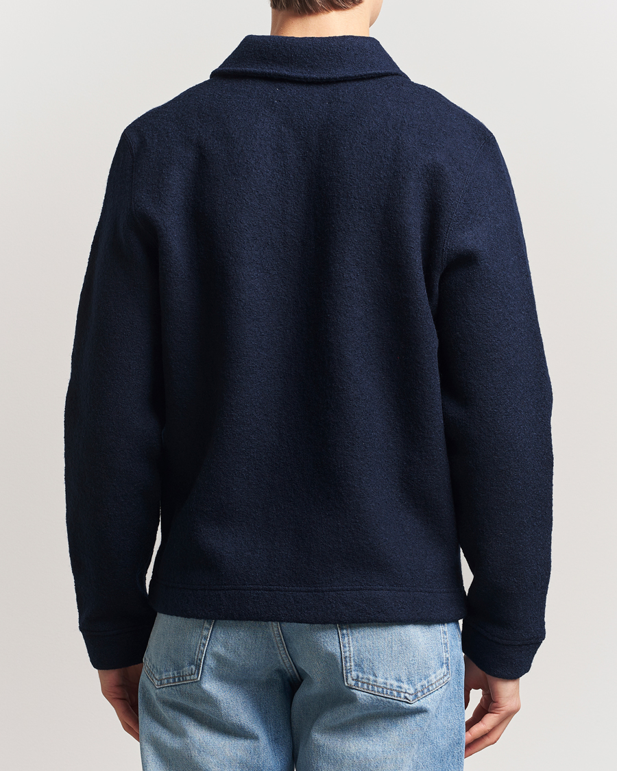 Homme | Pulls Et Tricots | Samsøe Samsøe | Hannes Boiled Wool Full Zip Salute Navy