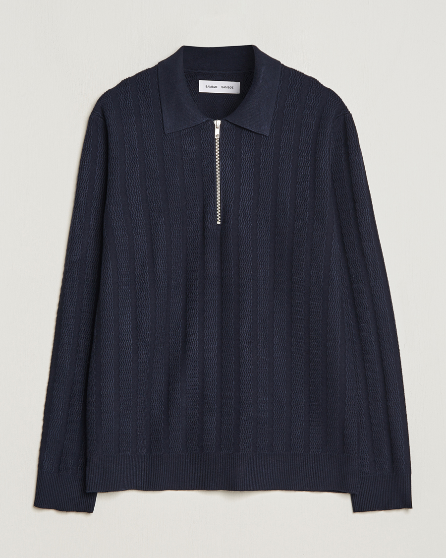 Homme | Pulls Et Tricots | Samsøe Samsøe | Gabriel Structured Knitted Half Zip Salute Navy