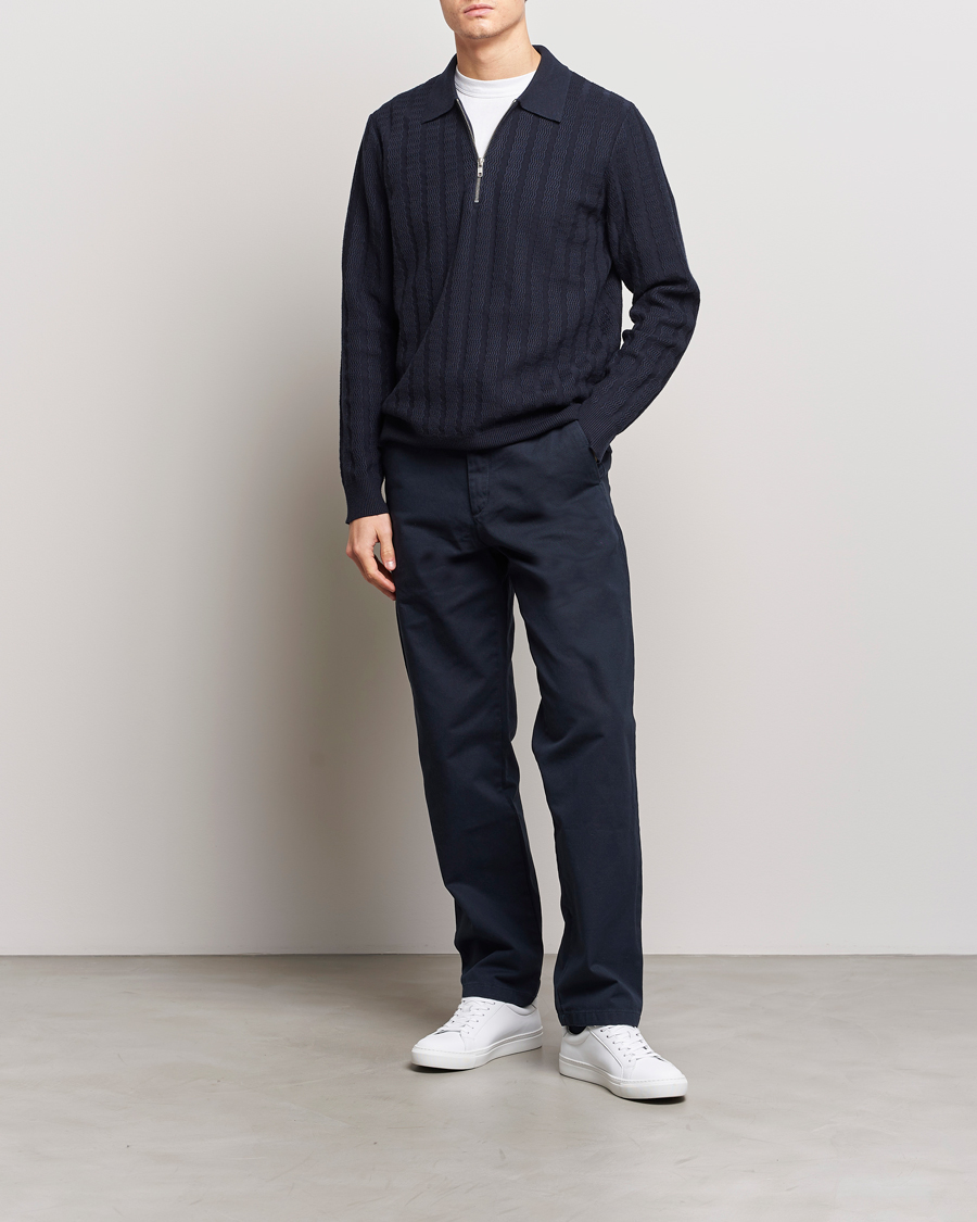 Homme | Pulls Et Tricots | Samsøe Samsøe | Gabriel Structured Knitted Half Zip Salute Navy