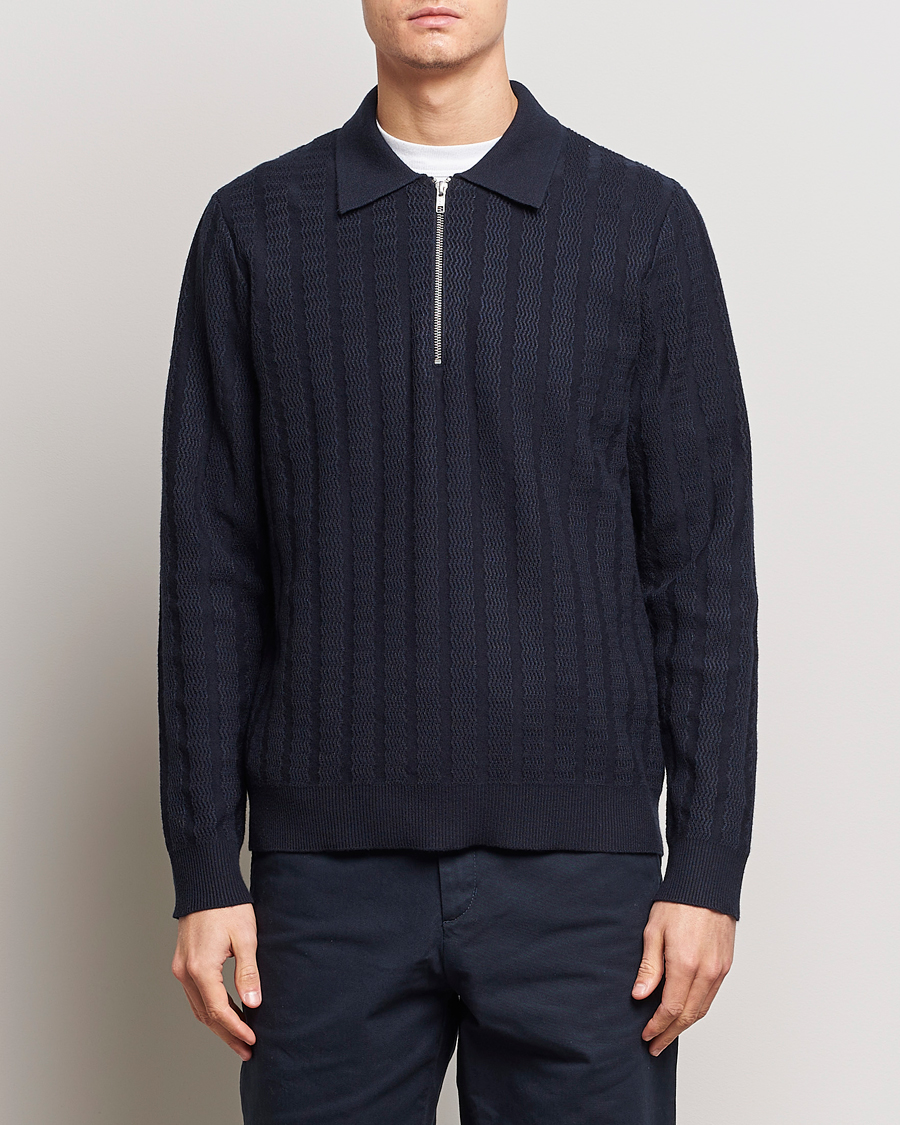 Homme | Pulls Et Tricots | Samsøe Samsøe | Gabriel Structured Knitted Half Zip Salute Navy