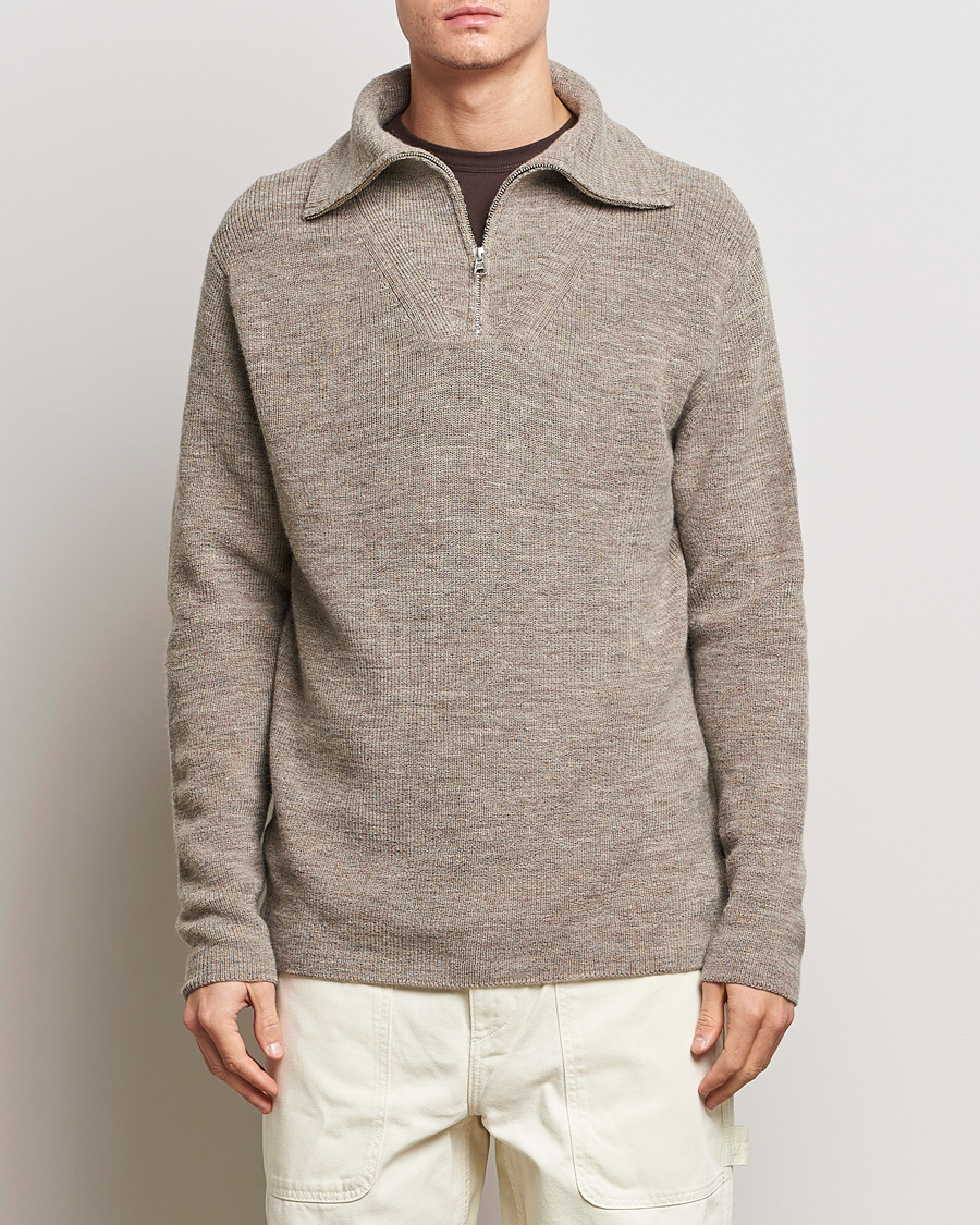 Homme | Pulls Et Tricots | NN07 | Carl Rib Knitted Half Zip Nature Melange