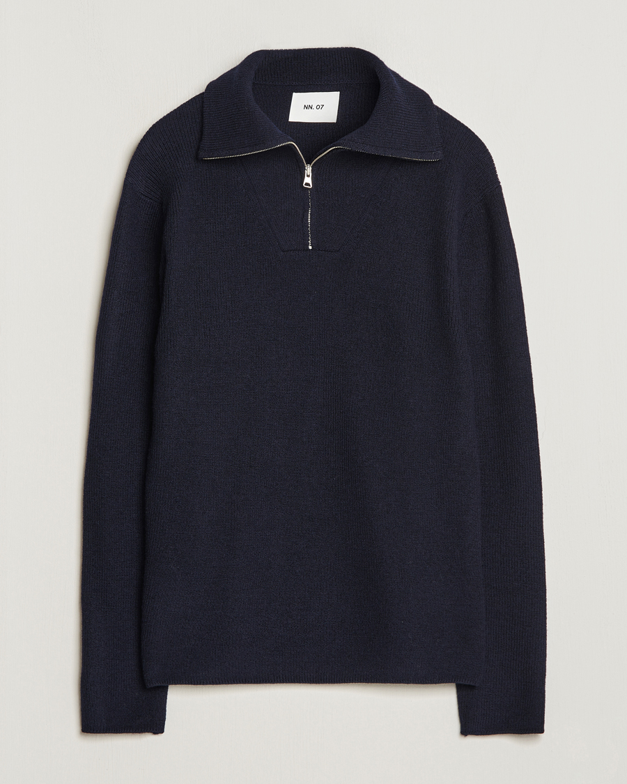 Homme | Pulls Et Tricots | NN07 | Carl Rib Knitted Half Zip Navy Blue