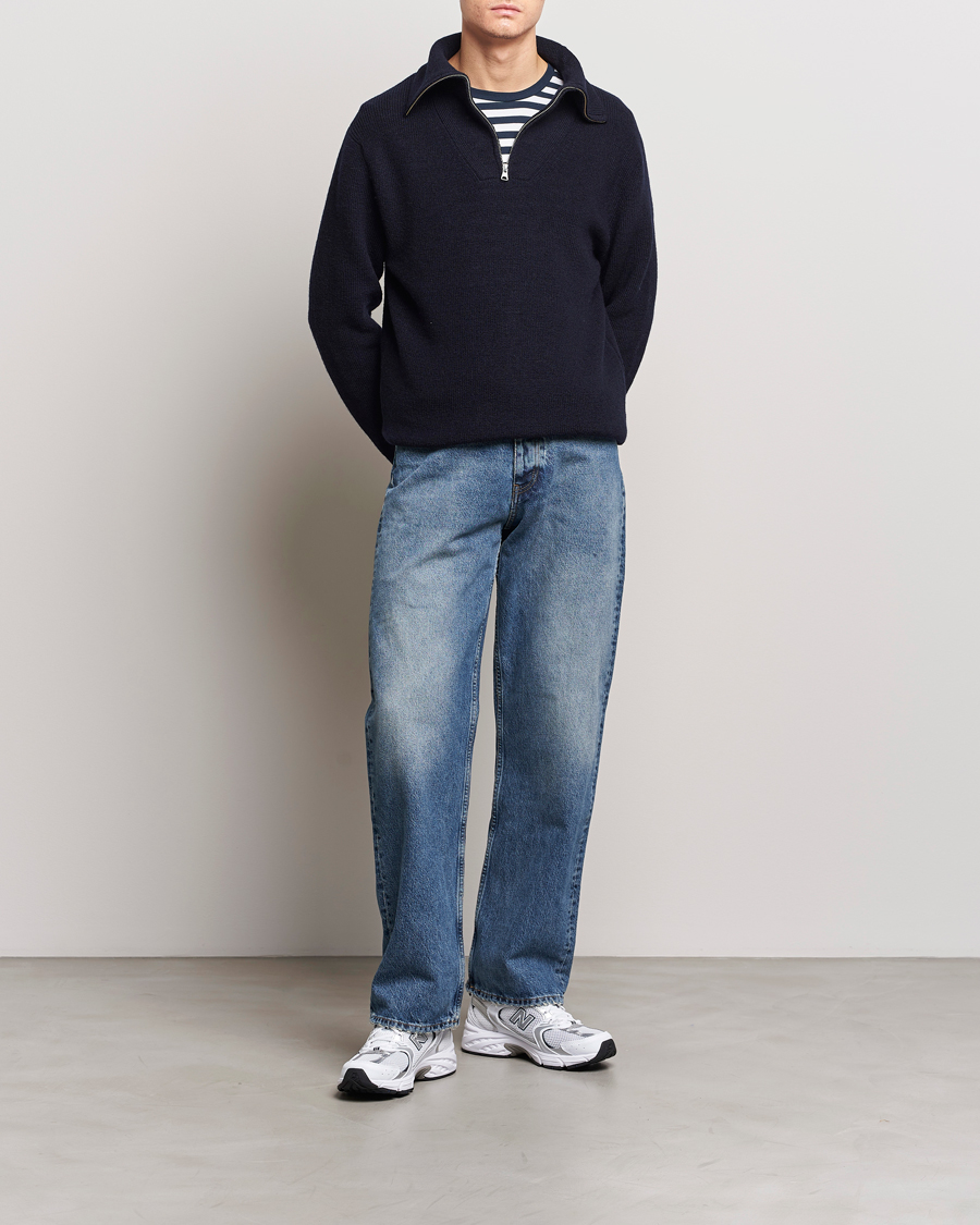 Homme | Pulls Et Tricots | NN07 | Carl Rib Knitted Half Zip Navy Blue