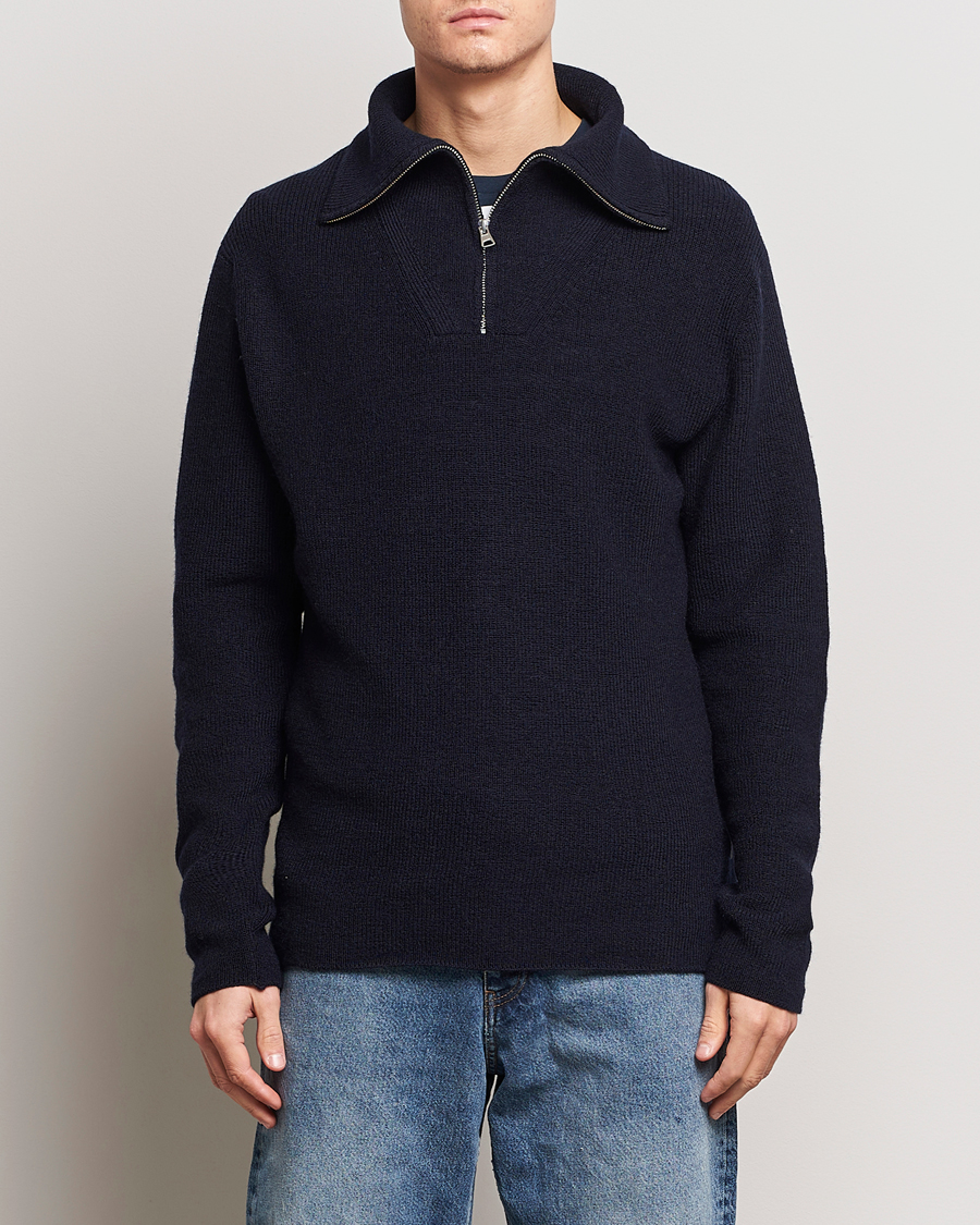 Homme | Pulls Et Tricots | NN07 | Carl Rib Knitted Half Zip Navy Blue