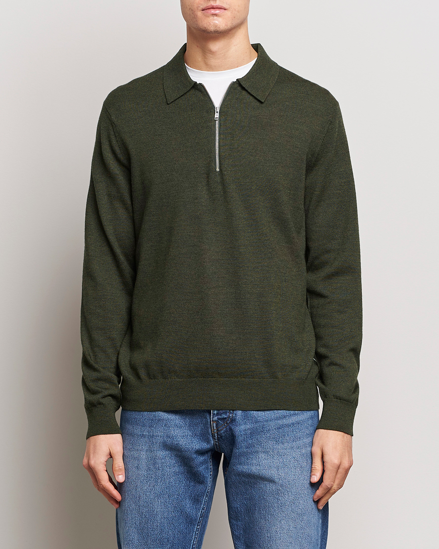 Homme | Pulls Et Tricots | NN07 | Sergio Half-Zip Polo Dark Green