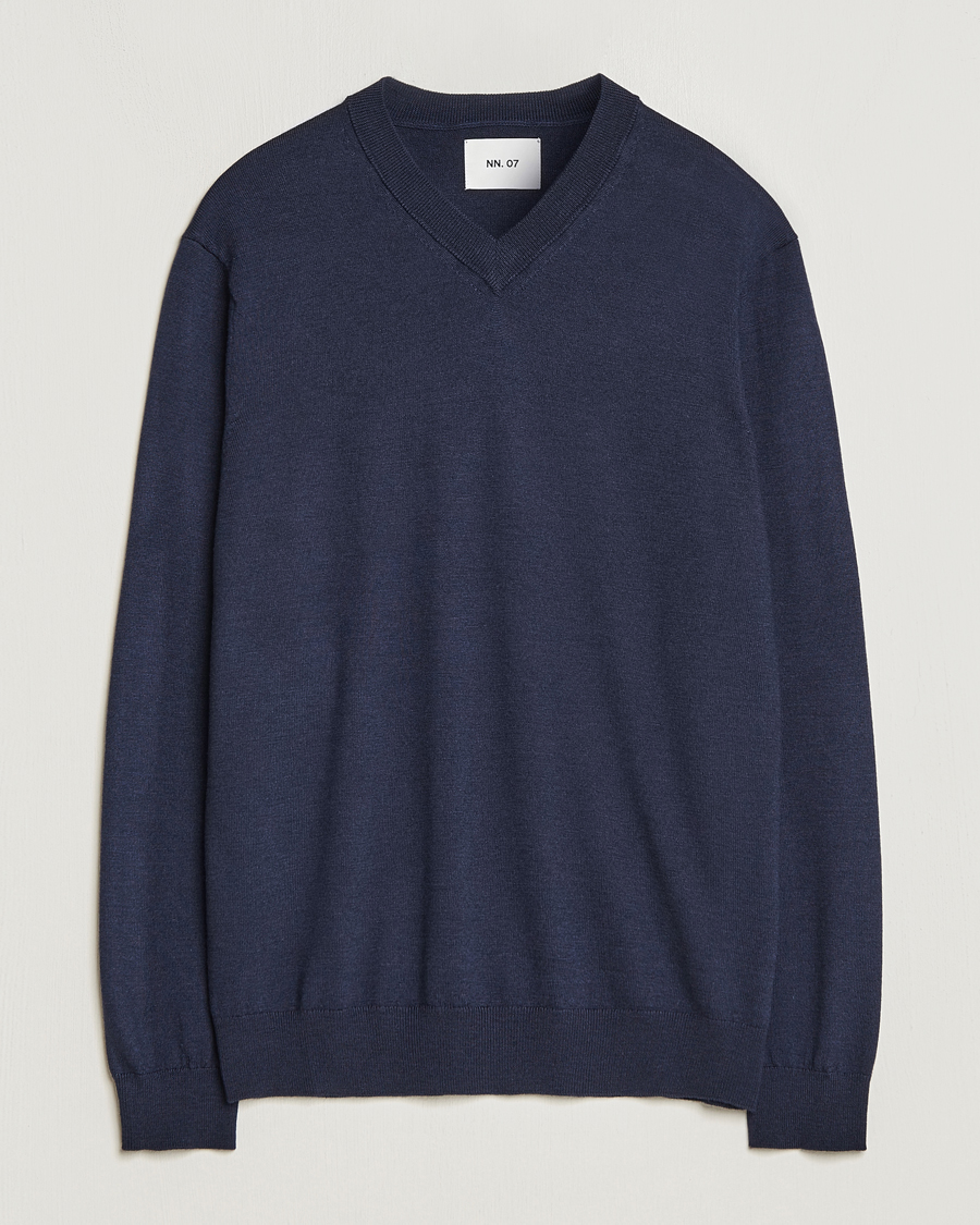 Homme | Pulls Et Tricots | NN07 | Sergio V-Neck Pullover Navy Melange