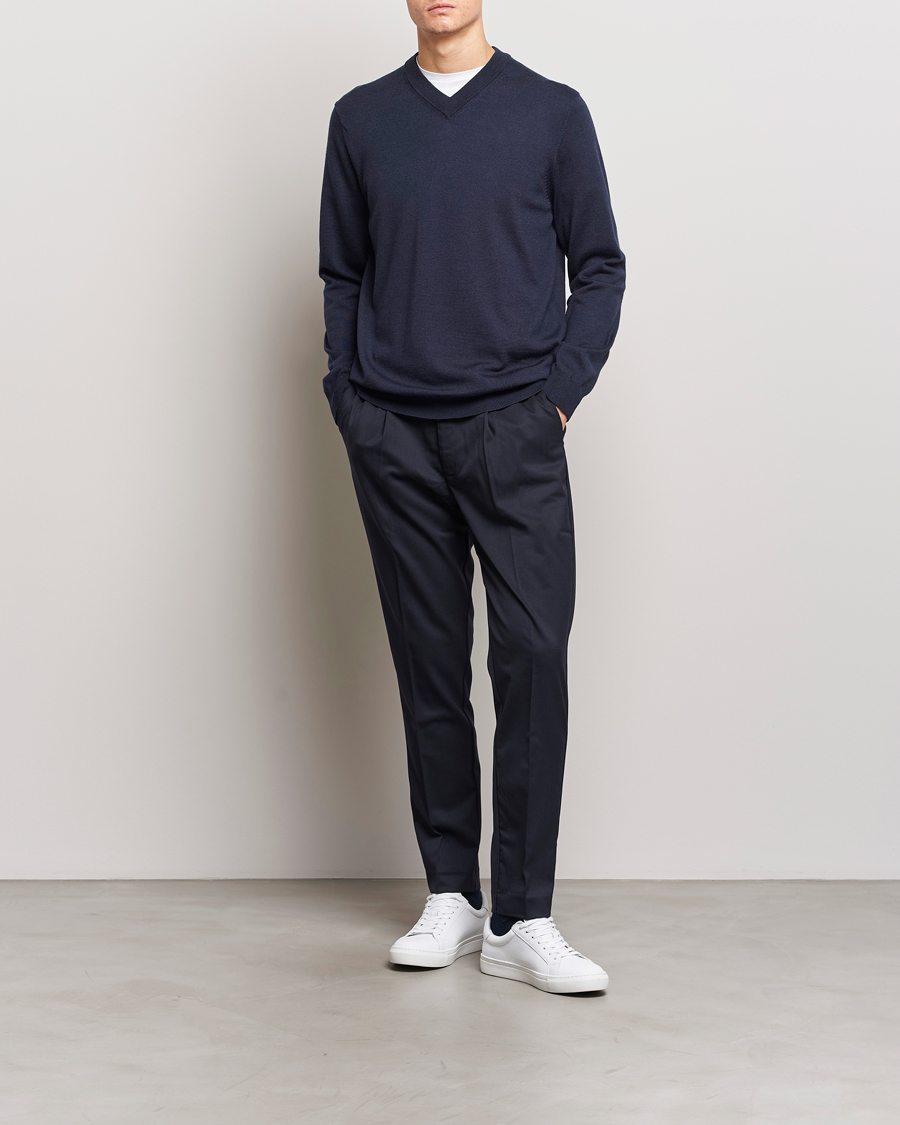 Homme | Pulls Et Tricots | NN07 | Sergio V-Neck Pullover Navy Melange