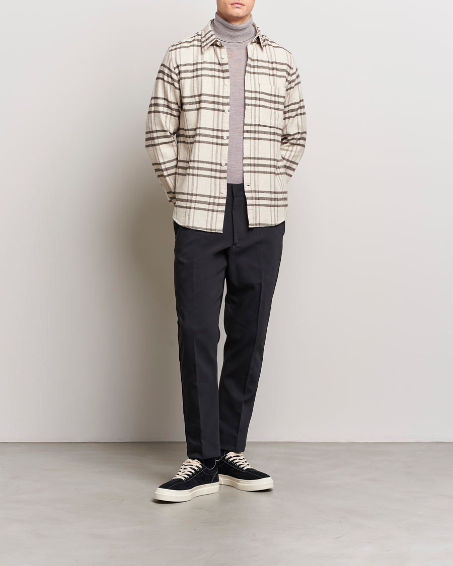 Homme | Chemises | NN07 | Arne Checked Cotton Shirt Creme