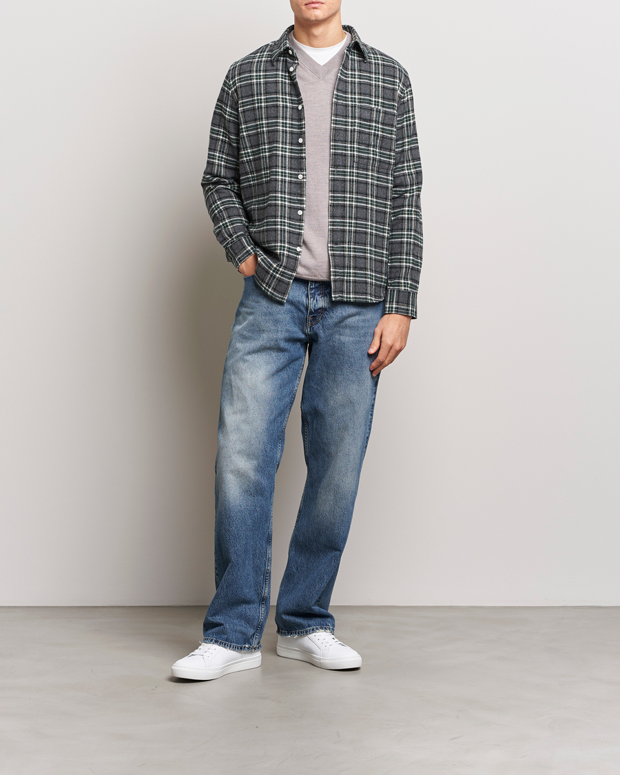 Homme | Chemises | NN07 | Arne Checked Cotton Shirt Dark Grey